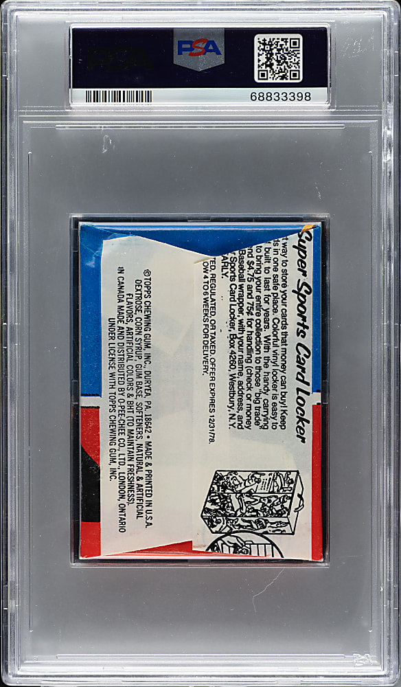 1977 Topps Unopened Wax Pack PSA NM-MT 8