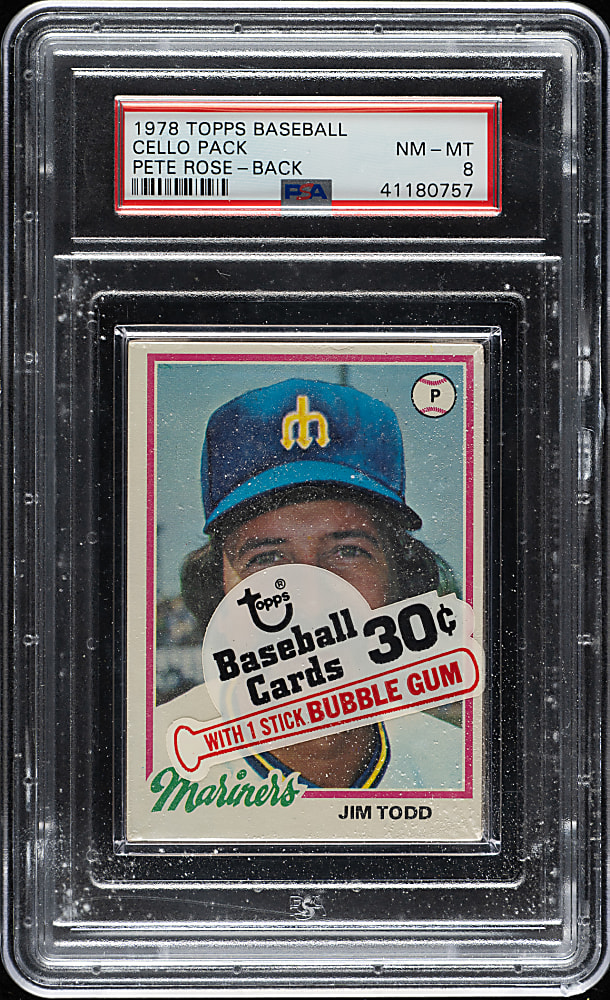 1978 Topps Unopened Cello Pack PSA NM-MT 8 - Pete Rose on Back