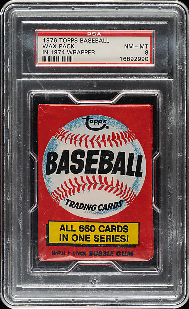1976 Topps Unopened Wax Pack in 1974 Wrapper PSA NM-MT 8