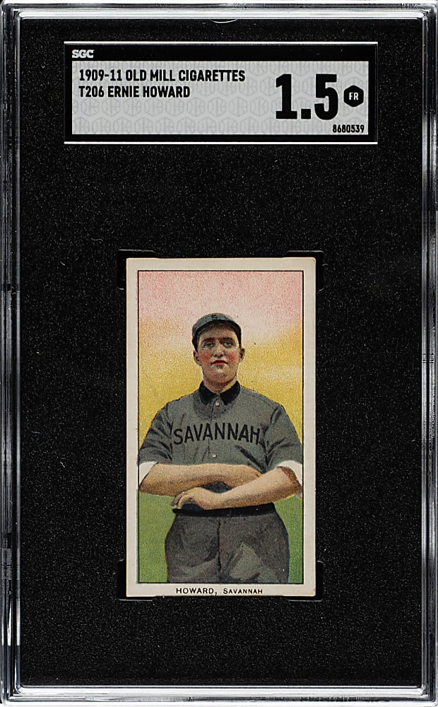 1909-1911 T206 White Border Ernie Howard Southern Leaguer SGC FAIR 1.5 - Old Mill Back