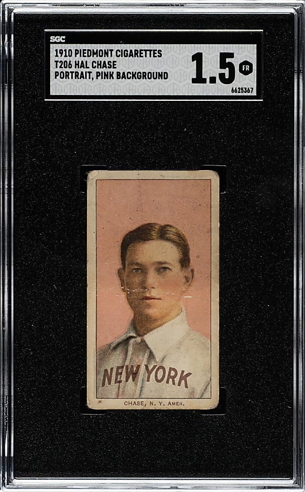 1909-1911 T206 White Border Hal Chase Portrait Pink Background SGC FAIR 1.5