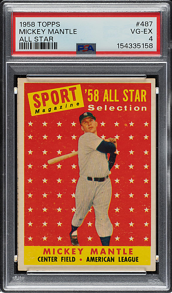 1958 Topps #487 Mickey Mantle All-Star PSA VG-EX 4