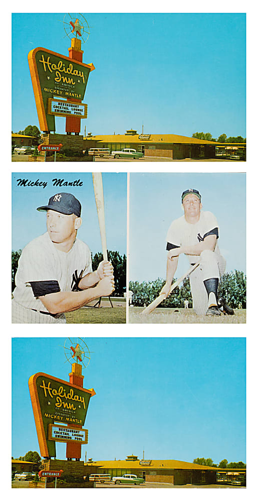 1959 and 1962 Mickey Mantle's Holiday Inn Postcard Collection (7)