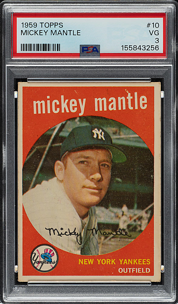 1959 Topps #10 Mickey Mantle PSA VG 3