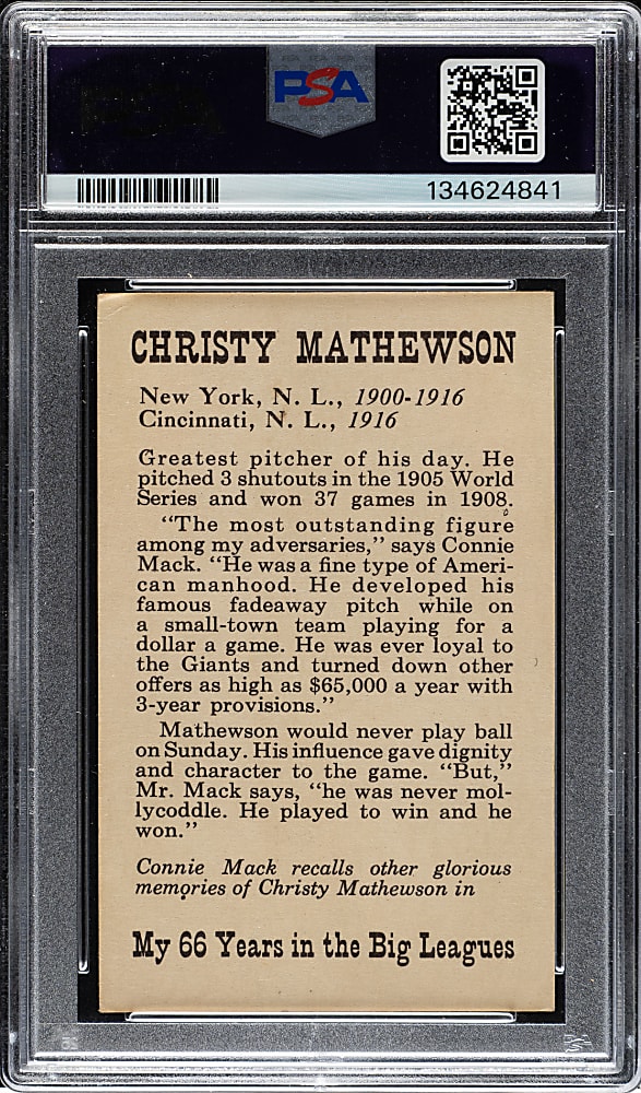 1951 Connie Mack Book Christy Mathewson PSA VG-EX 4
