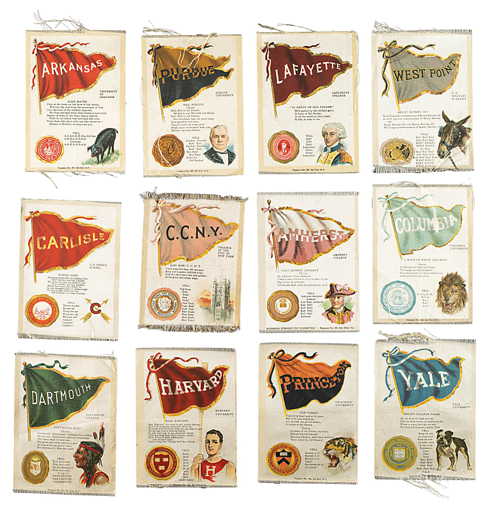 Circa 1910 S23 "College Flag, Song, Seal, Yell" Large Tobacco Silks Collection (16)