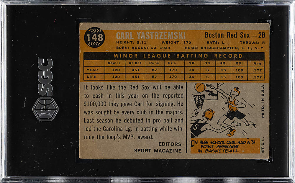 1960 Topps #148 Carl Yastrzemski Rookie SGC EX+ 5.5