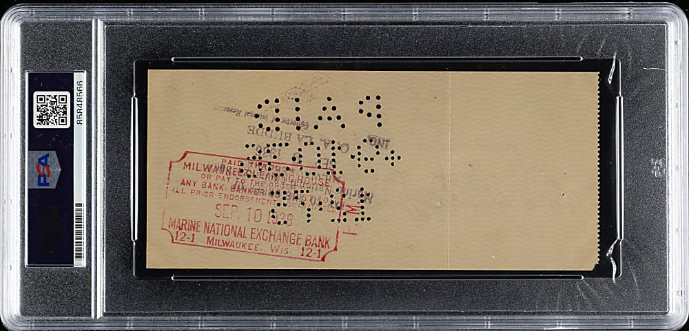 1936 Al Simmons Signed Check PSA/DNA NM-MT 8