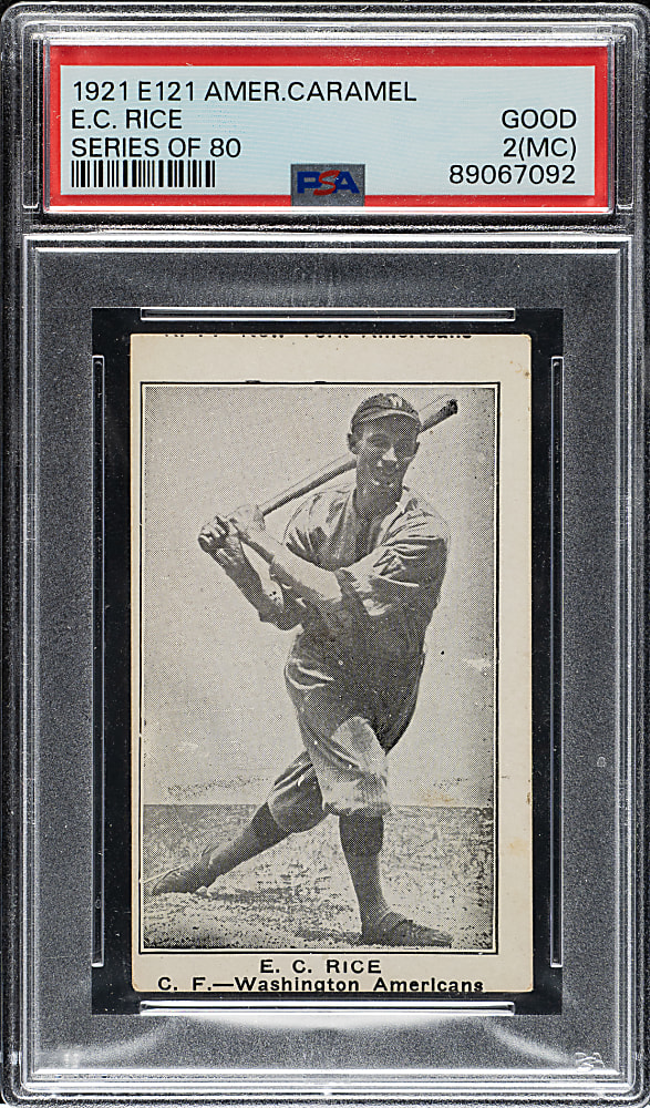 1921 E121 American Caramel (Series of 80) Sam Rice PSA GOOD 2 (MC)