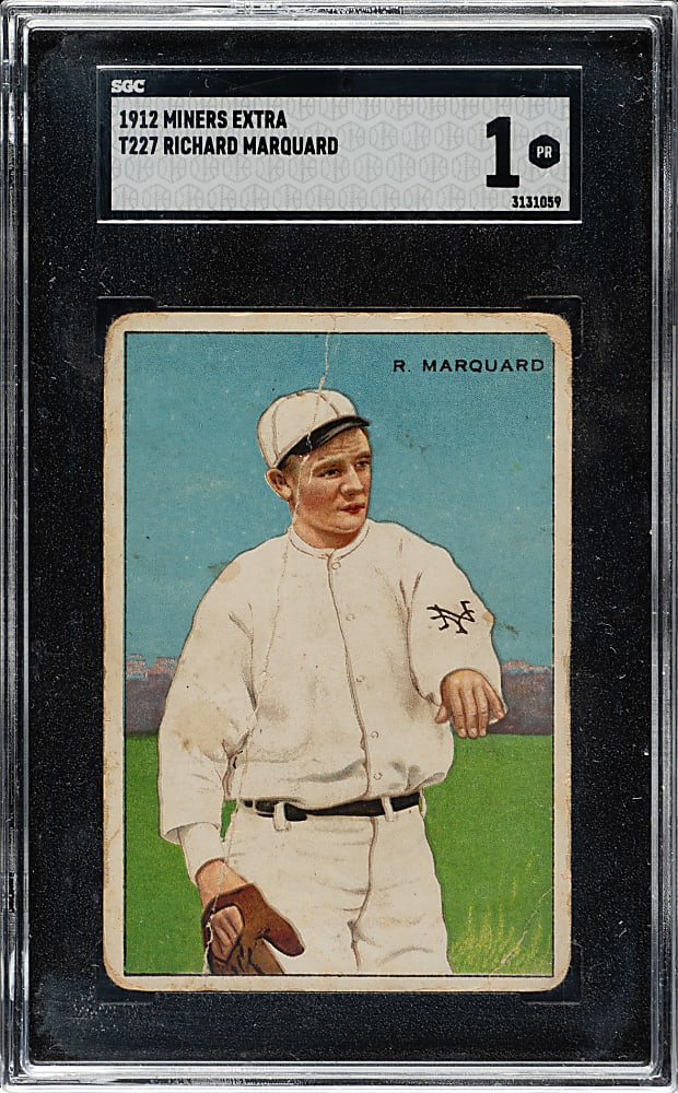 1912 T227 "Series of Champions" Rube Marquard (Miners Extra) SGC POOR 1
