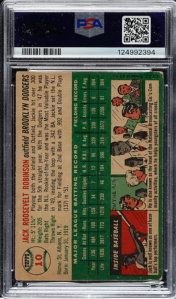 1954 Topps #10 Jackie Robinson PSA FAIR 1.5