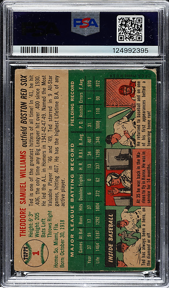 1954 Topps #1 Ted Williams PSA GOOD 2
