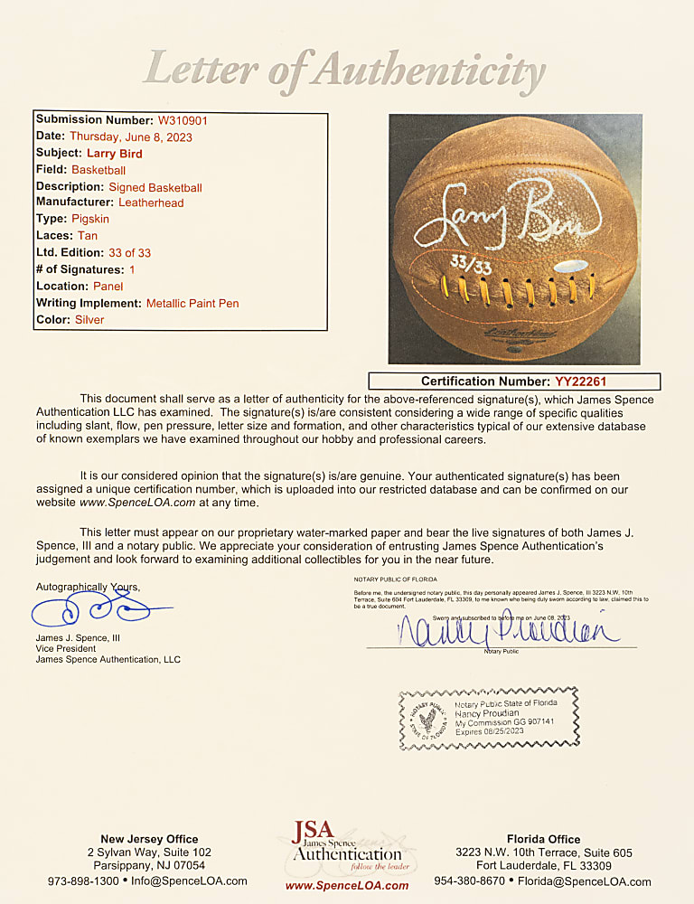 Larry Bird Signed Limited-Edition Basketball - Upper Deck and JSA