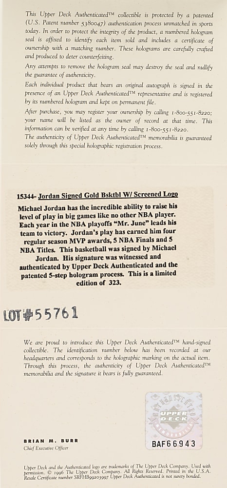 Michael Jordan Signed Limited-Edition Basketball - Upper Deck and JSA