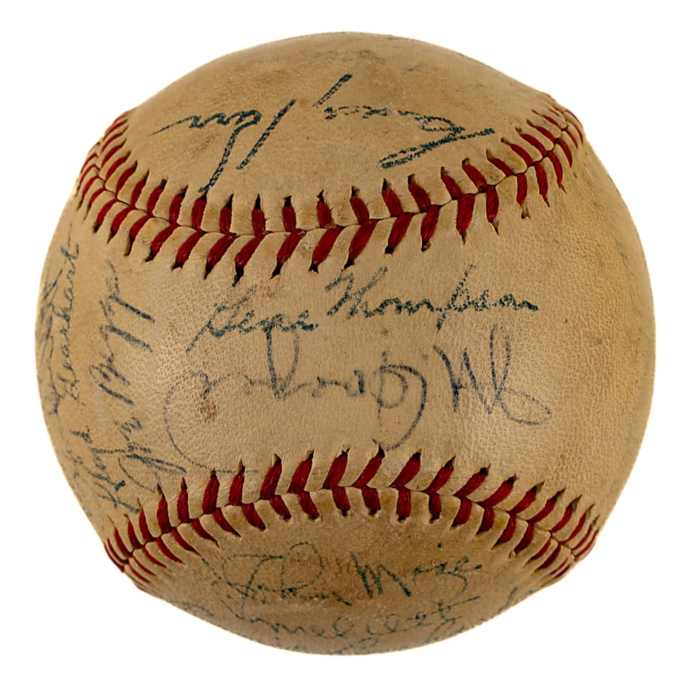 1947 New York Giants Team-Signed Baseball with Johnny Mize and Ernie Lombardi - JSA