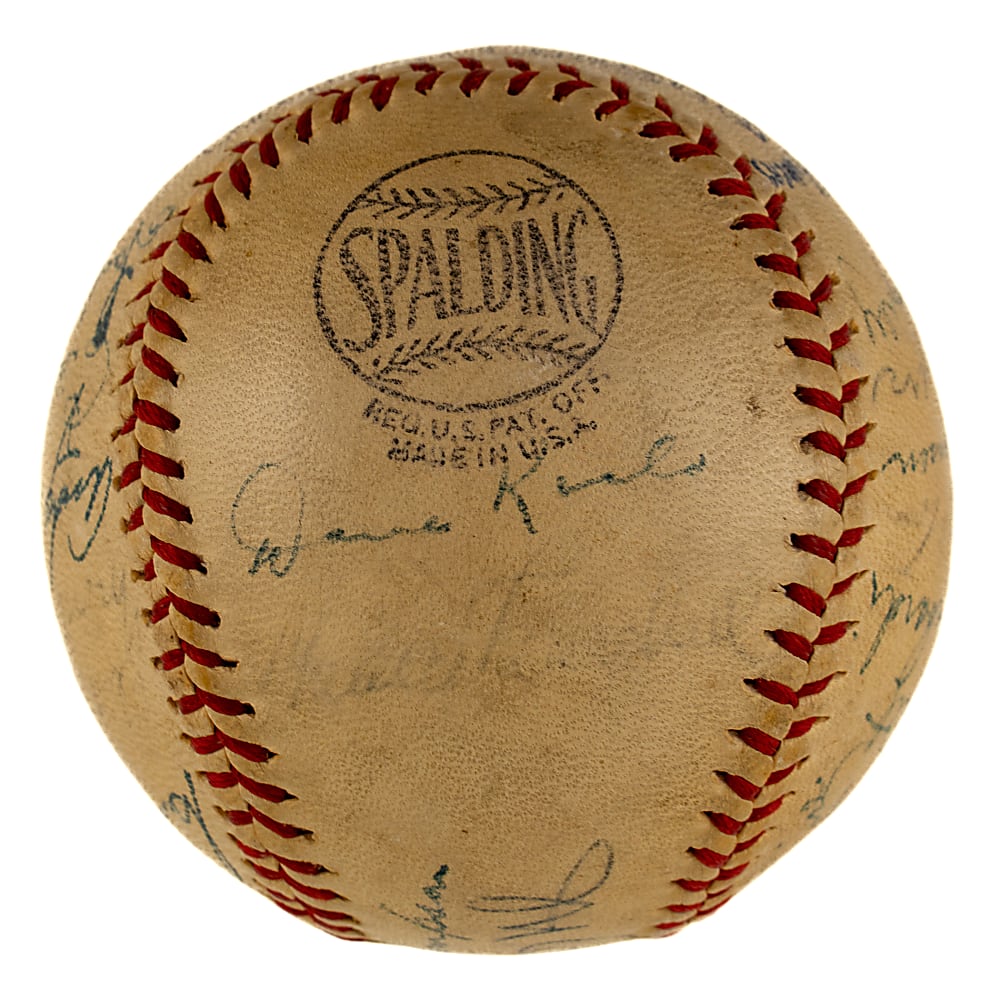 1947 New York Giants Team-Signed Baseball with Johnny Mize and Ernie Lombardi - JSA