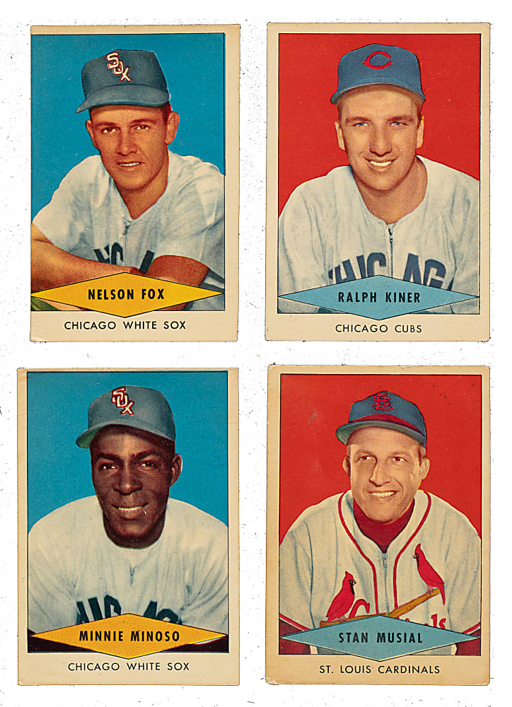 1954 Red Heart Dog Food Hall of Fame Collection (4): Minnie Minoso, Stan Musial, Ralph Kiner, and Nelson Fox