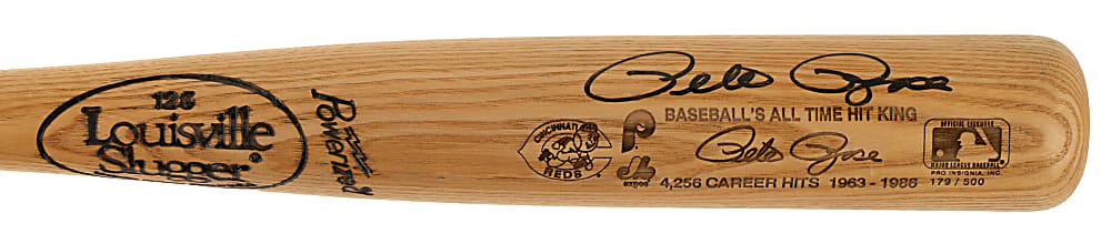 Pete Rose Signed Limited-Edition Cincinnati Reds Career Hits Total Bat - JSA