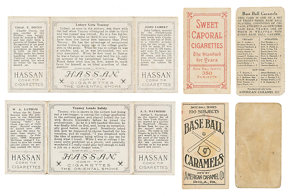 1910-Era Fred Tenney Type-Card Collection (6) Including E90-1, T206, T202, E91-A, and E104-1