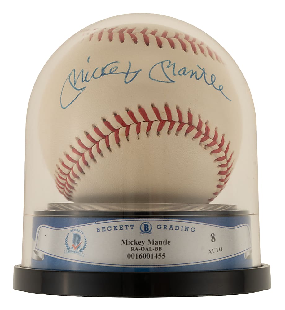 Mickey Mantle Single-Signed Baseball Beckett NM-MT 8