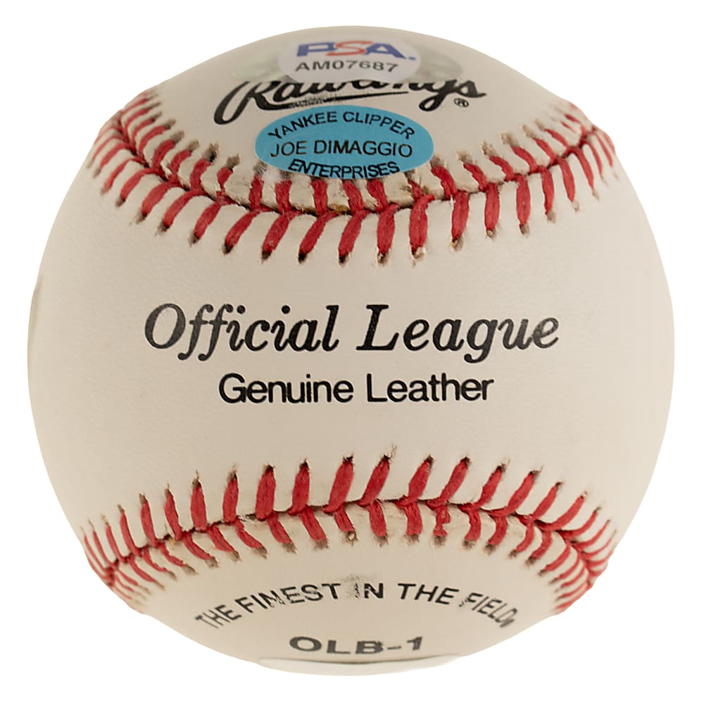Joe DiMaggio Single-Signed Portrait Baseball with "Yankee Clipper" Inscription PSA/DNA NM-MT+ 8.5