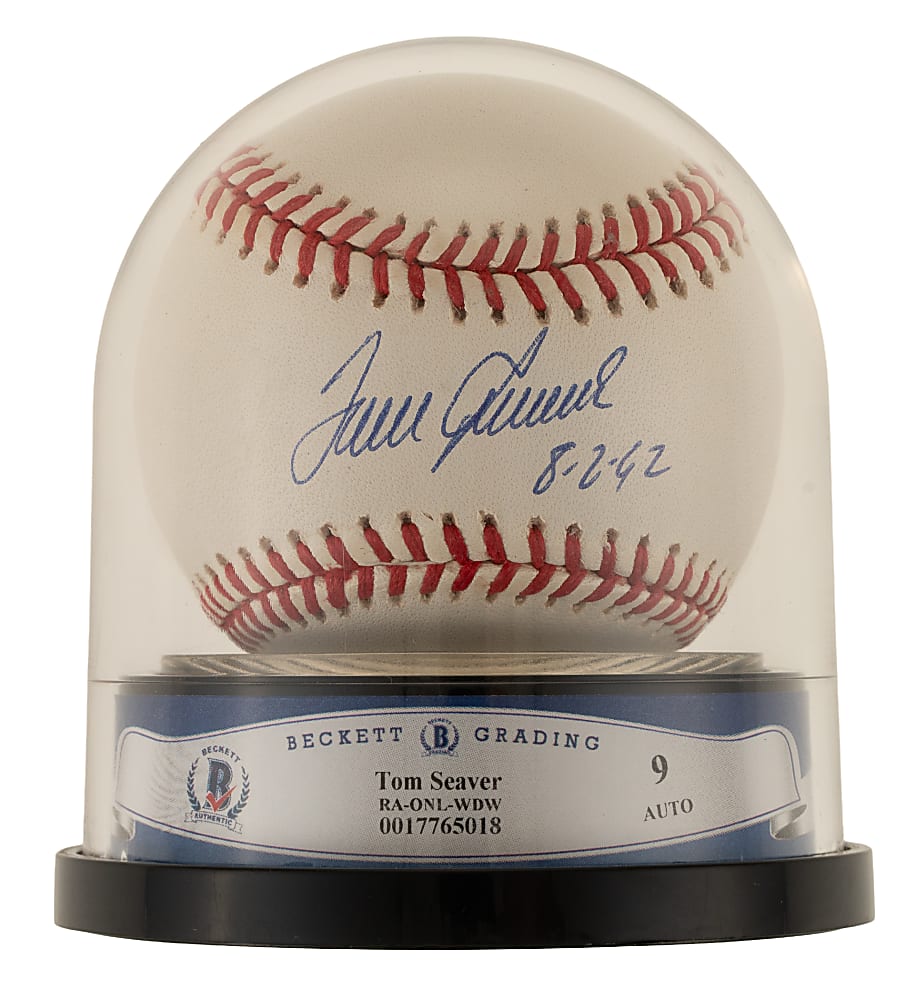 Tom Seaver Single-Signed Baseball with "8-2-92" Inscription Beckett MINT 9