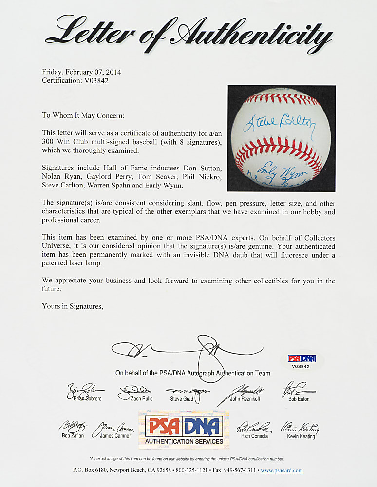 300 Win Club Multi-Signed Baseball with 8 Signatures - PSA/DNA