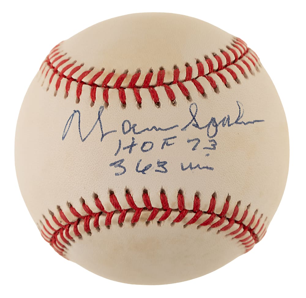 Warren Spahn Single-Signed Baseball with "HOF 73" and 363 Wins" Inscriptions - JSA