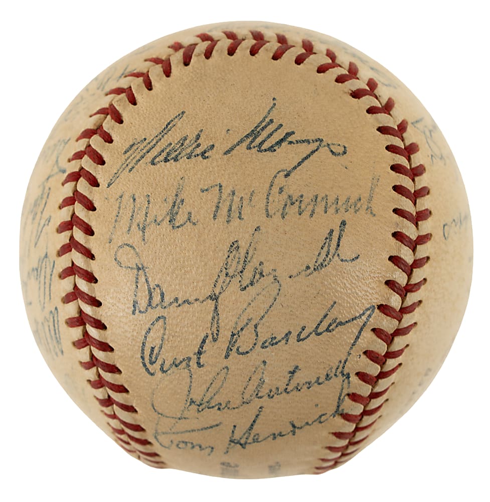 1957 New York Giants Team-Signed Baseball with Willie Mays - JSA