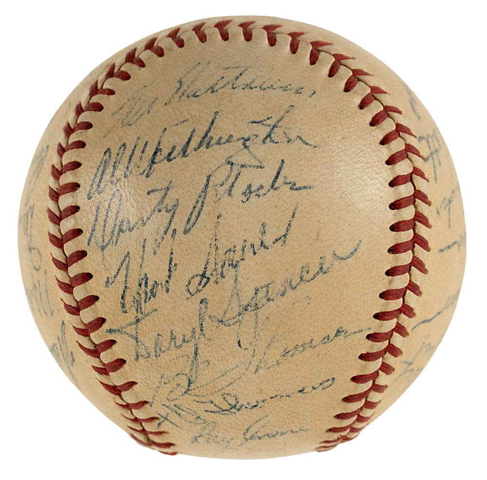 1957 New York Giants Team-Signed Baseball with Willie Mays - JSA