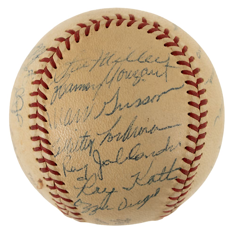 1957 New York Giants Team-Signed Baseball with Willie Mays - JSA