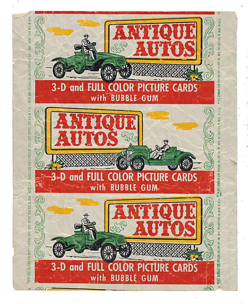 1953 Bowman "Antique Autos" Complete Set (48) Plus Wrapper