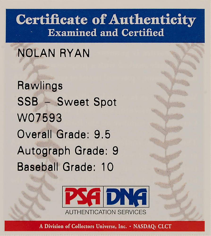 Nolan Ryan Single-Signed Baseball PSA/DNA MINT+ 9.5