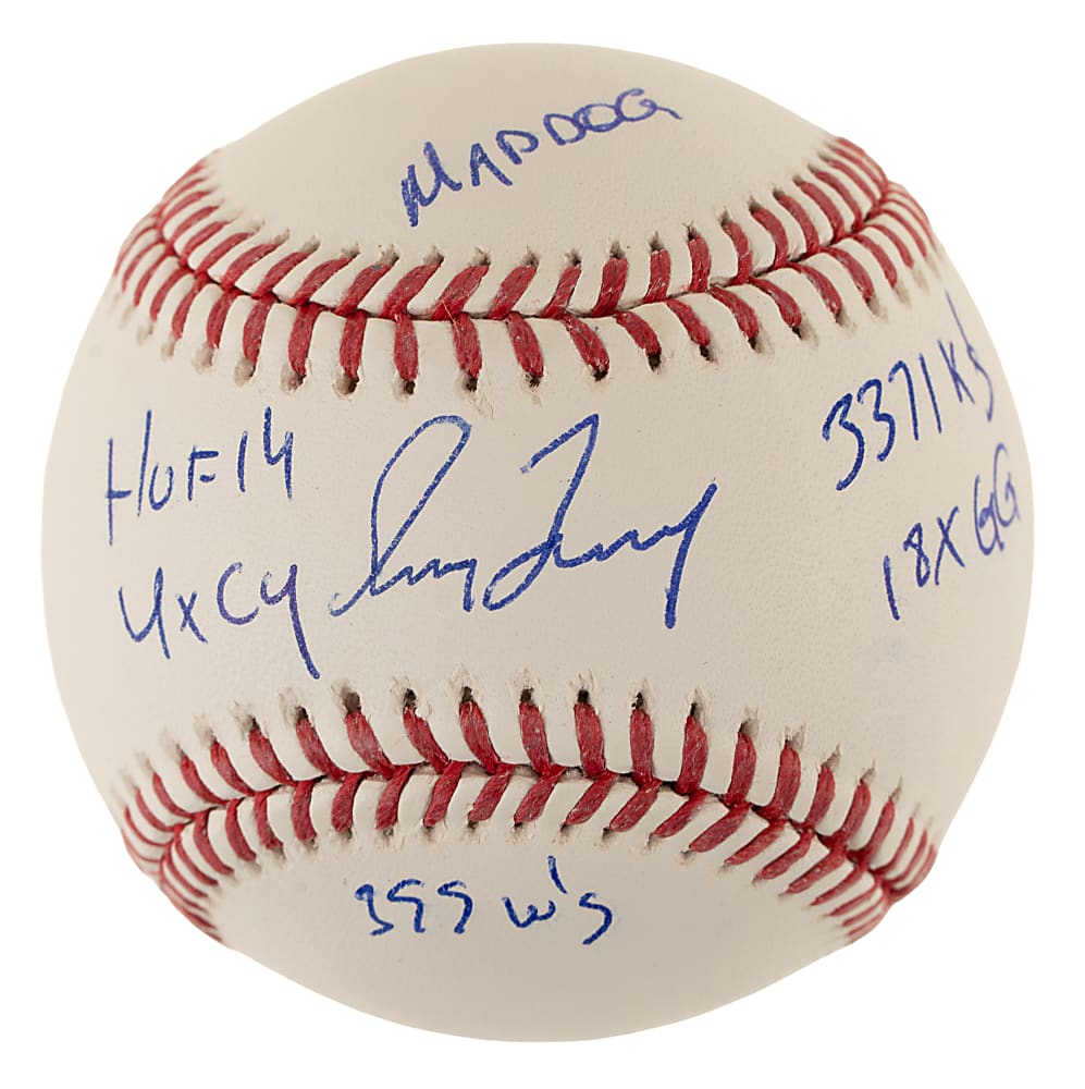 Greg Maddux Single-Signed Baseball with Multiple Inscriptions - Beckett