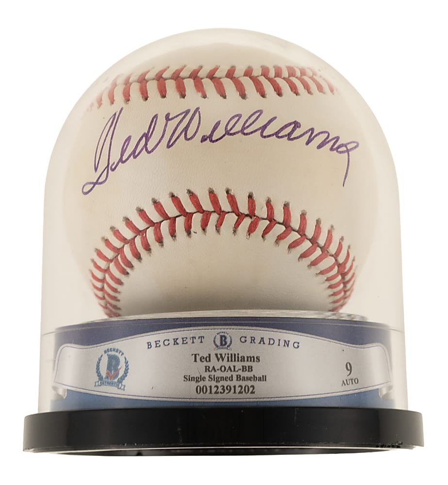 Ted Williams Single-Signed Baseball Beckett MINT 9
