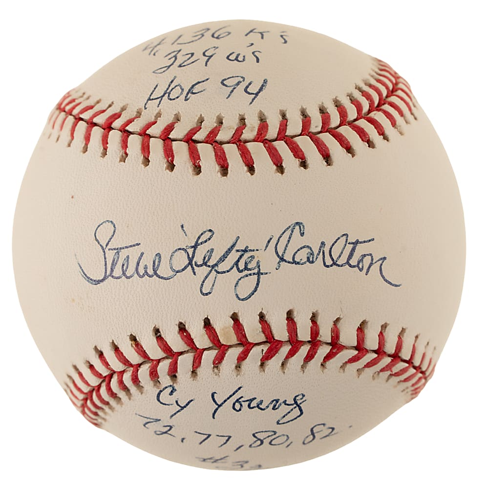 Steve "Lefty" Carlton Single-Signed Limited-Edition Baseball with Multiple Inscriptions - Beckett