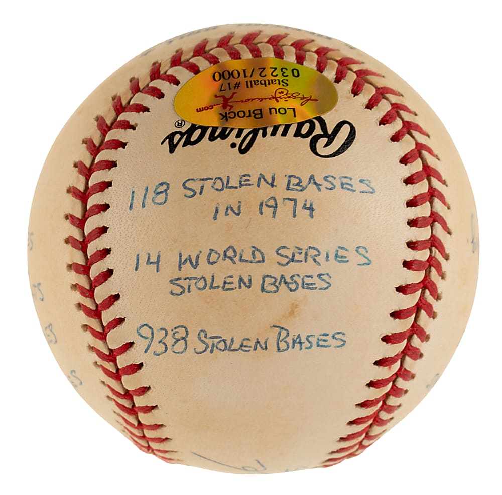 Lou Brock Single-Signed Limited-Edition Stat Baseball - JSA