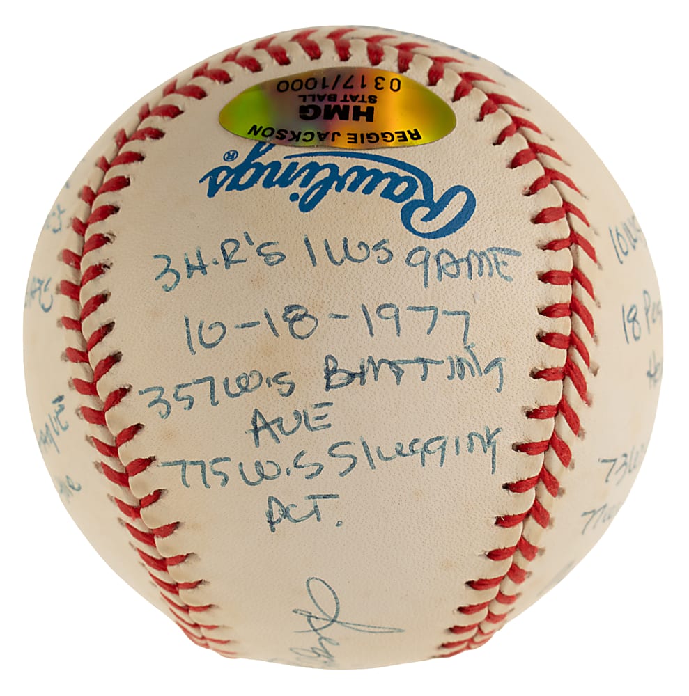 Reggie Jackson Single-Signed Limited-Edition Stat Baseball - JSA