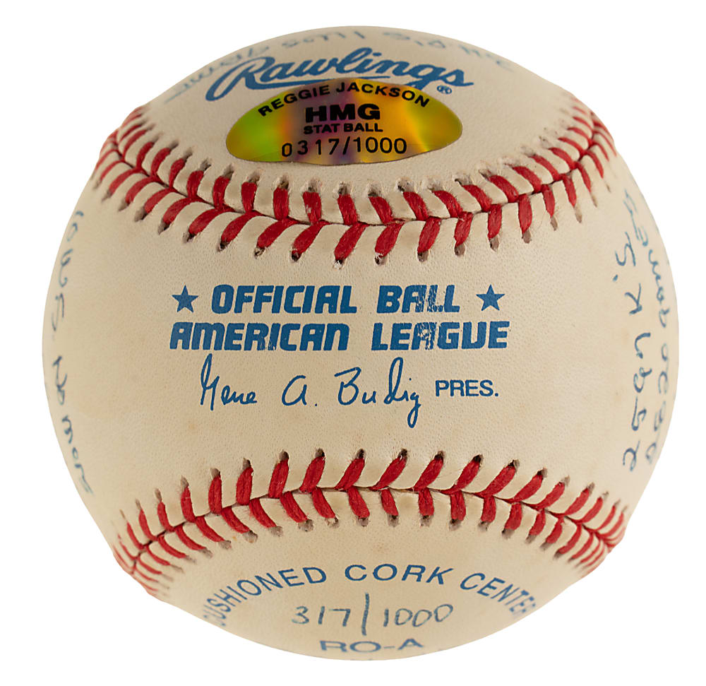 Reggie Jackson Single-Signed Limited-Edition Stat Baseball - JSA