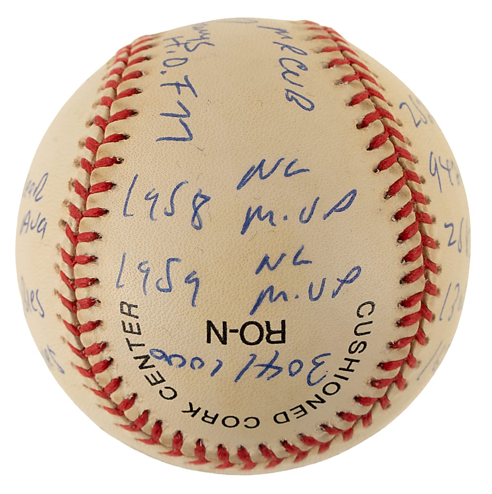Ernie Banks Single-Signed Limited-Edition Stat Baseball - JSA