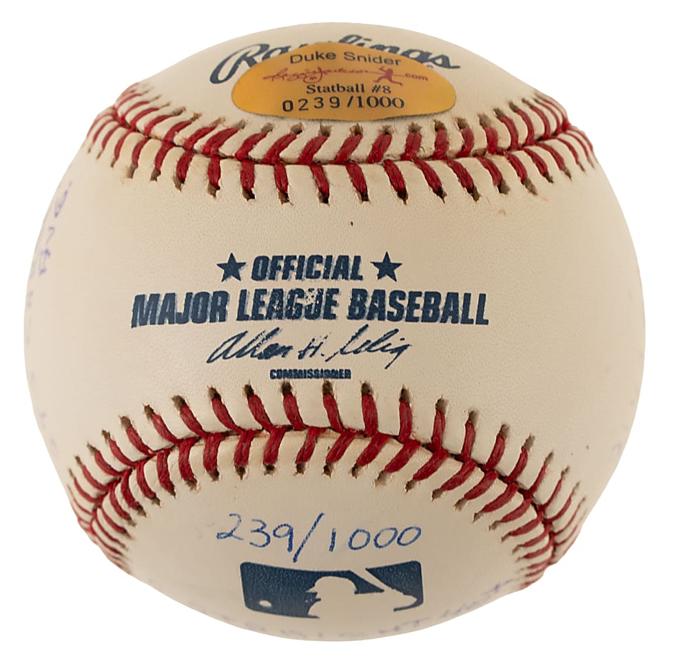Duke Snider Single-Signed Limited-Edition Stat Baseball - JSA