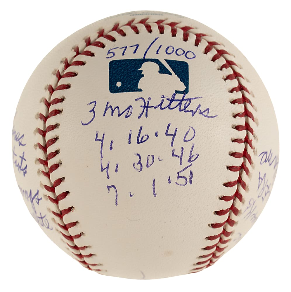 Bob Feller Single-Signed Limited Edition Stat Baseball - JSA