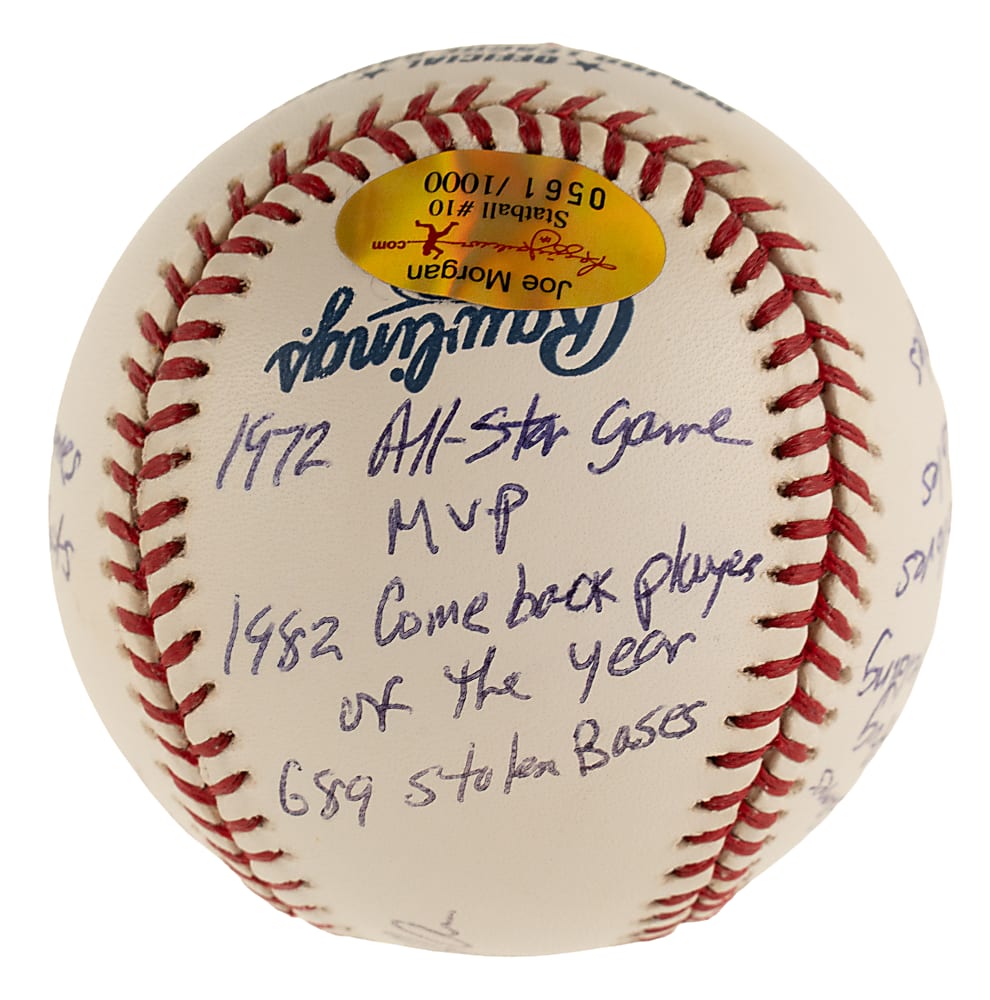 Joe Morgan Single-Signed Limited Edition Stat Baseball - JSA