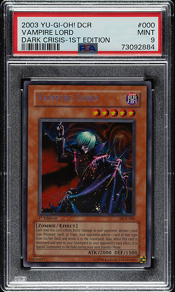 2003 Yu-Gi-Oh! Dark Crisis 1st Edition #000 Vampire Lord Secret Rare Holographic PSA MINT 9