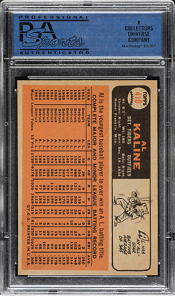 1966 Topps #410 Al Kaline PSA NM-MT 8