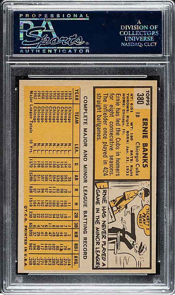 1963 Topps #380 Ernie Banks PSA NM 7