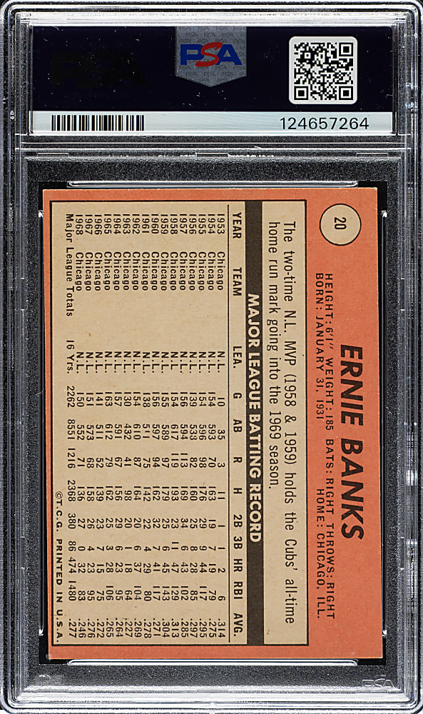 1969 Topps #20 Ernie Banks PSA NM-MT 8