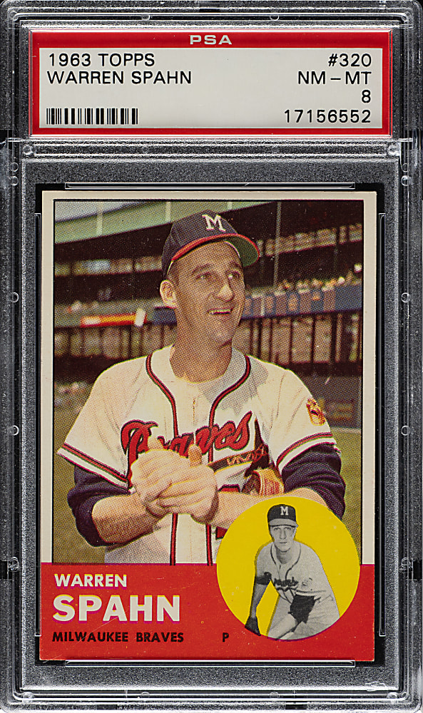 1963 Topps #320 Warren Spahn PSA NM-MT 8