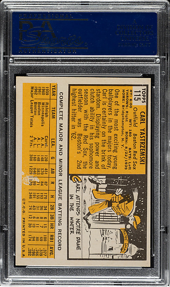 1963 Topps #115 Carl Yastrzemski PSA NM-MT 8