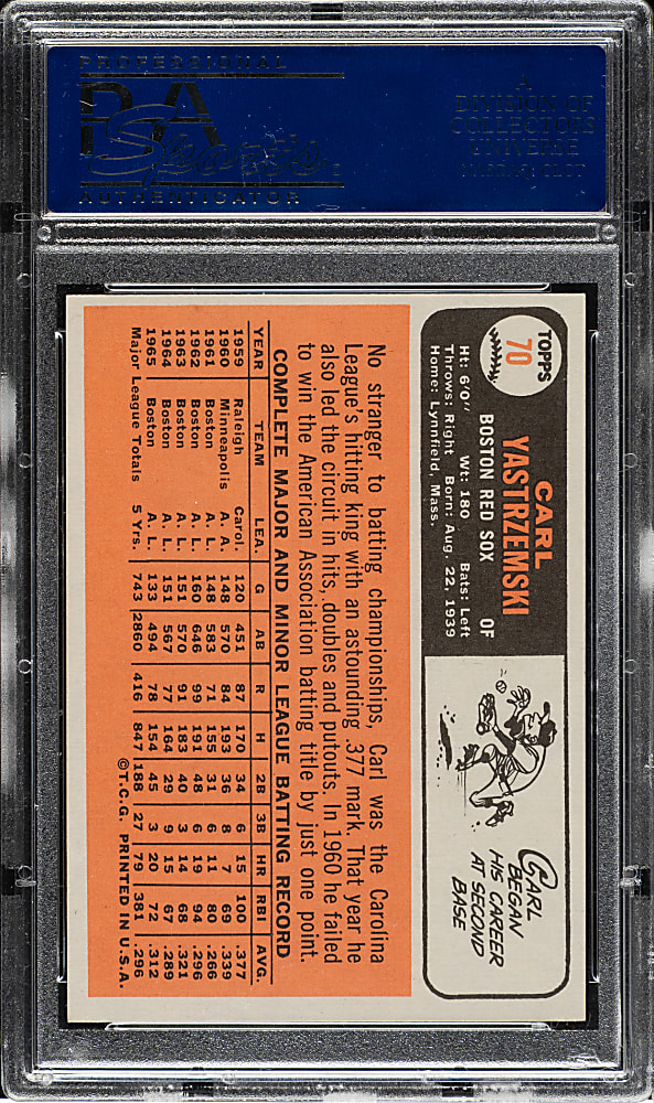 1966 Topps #70 Carl Yastrzemski PSA NM-MT 8
